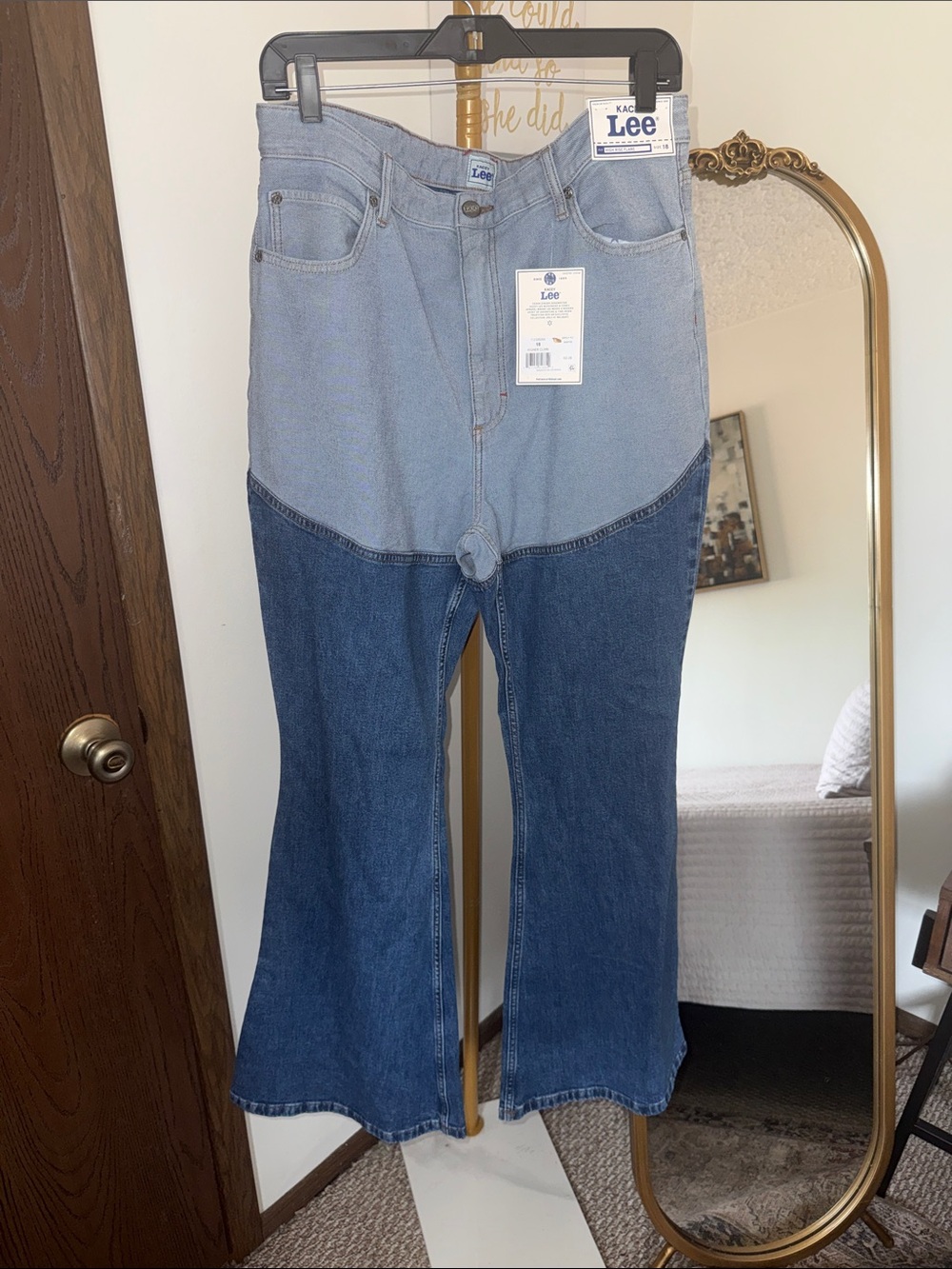 Lee Two-Tone Light & Dark Blue Flare Jeans - Women